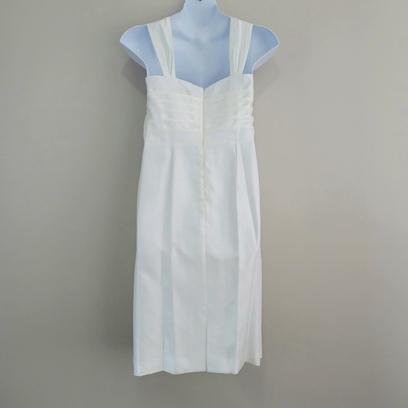 TERRAMINA Size 12 Sleeveless Ivory Ruched Sheath Dress with Rhinestones NWT - Picture 7 of 9